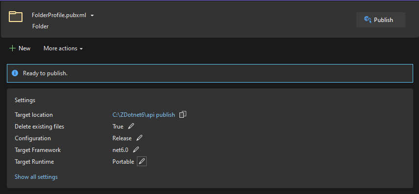 publish profile