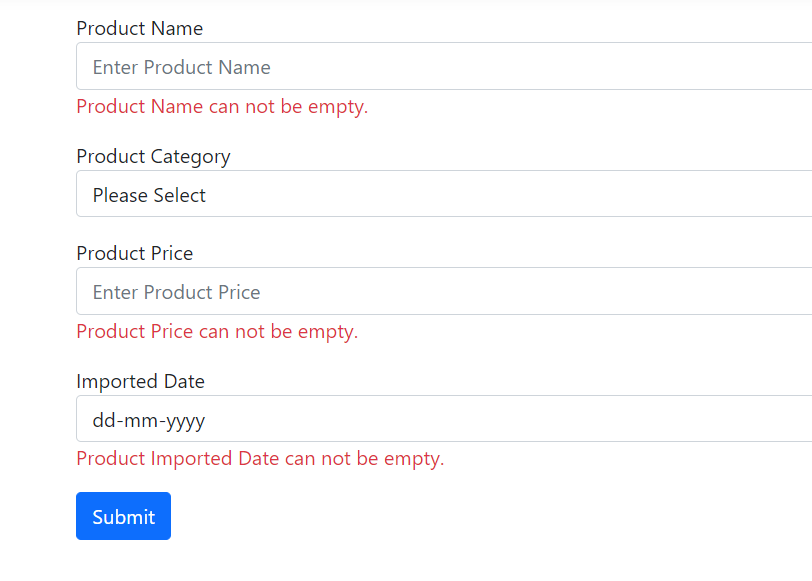 custom error message