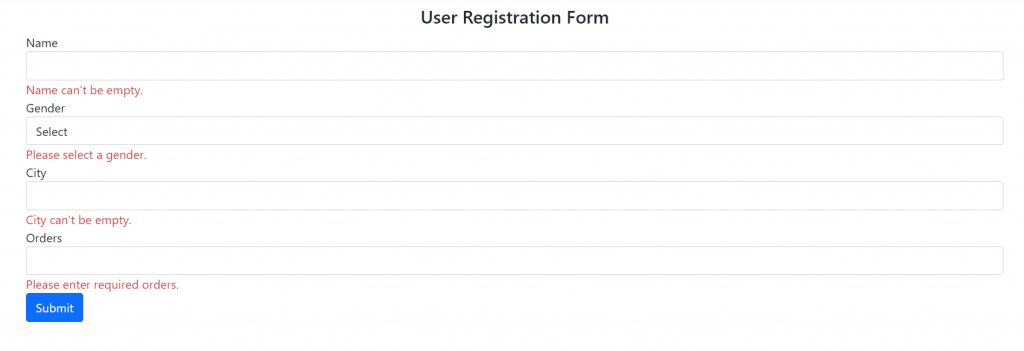 validation errors