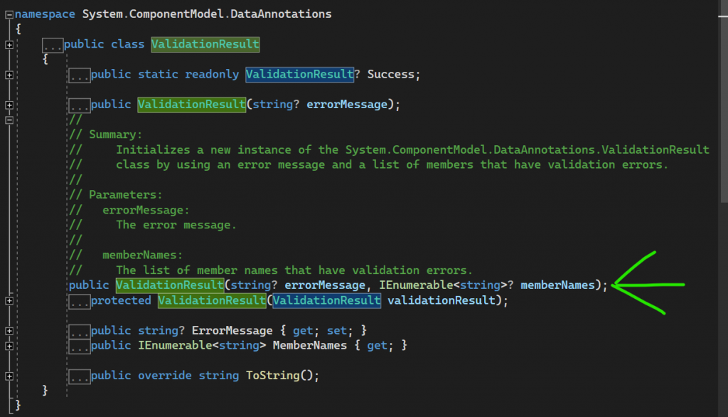 ValidationResult class